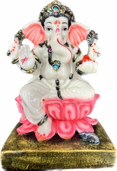 WHITE GANESHJI ON LOTUS 8INCH