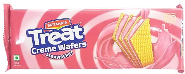 BRITANNIA TREAT CREME STRAWBERRY WAFERS 150GM - Subhlaxmi Grocers