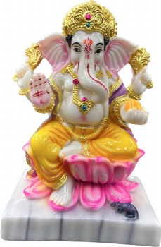 COLORED GANESHJI ON LOTUS 8INCH