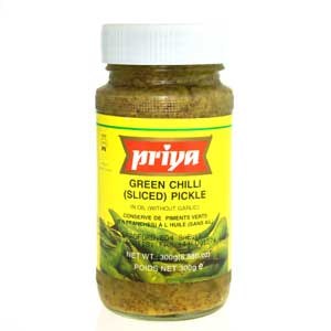 PRIYA GREEN CHILLI PICKLE WITH GARLIC 300GM