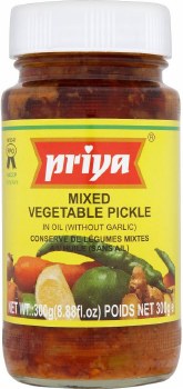 PRIYA MIXED VEGETABLE PICKLE WITHOUT GARLIC 300GM