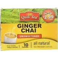 QUIK TEA UNSWEETENED GINGER TEA 10 CT