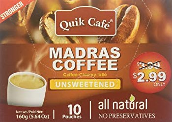 QUIK TEA UNSWEETENED MADRAS COFFEE 10 CT