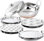 STAINLESS STEEL MULTI KADHAI COPPER BASE (IDLI DHOKLA STEAMER PLATES)