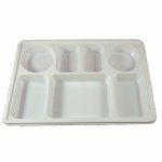7 SECTION (COMPARTMENT) WHITE  PLASTIC PLATES 50 COUNT
