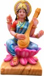 PAINTED SARASWATI ON LOTUS 7INCH