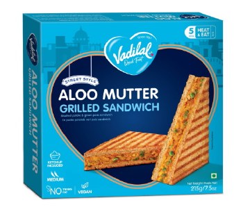 VADILAL STREET STYLE ALOO MUTTER GRILLED SANDWICH 215 GM/ 7.5 OZ