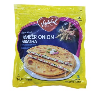 VADILAL WHOLE WHEAT PANEER ONION PARATHA 4 PC 400G/ 14.11 OZ