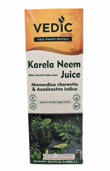 VEDIC JUICES KARELA NEEM JUICE MOMORDICA CHARANTIA AND AZADIRACHTA INDICA (DIETARY SUPPLEMENT) 1L (33.8 FL OZ)