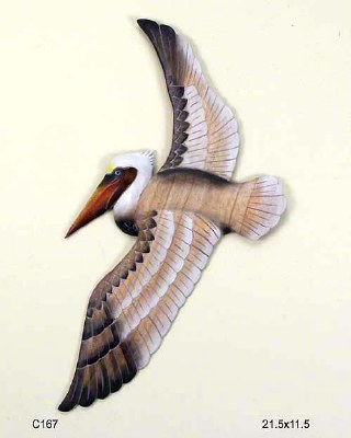 22" Wood Pelican Flying Wall Plaque
