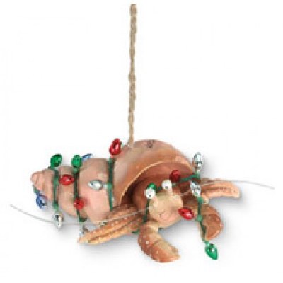2" Christmas Tree Lights Hermit Crab Ornament