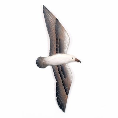 20" Seagull Flying With a Full Wingspan Wood Wall Plaque