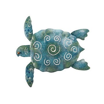 10" Large Blue & Green Metal Sea Turtle Plaque