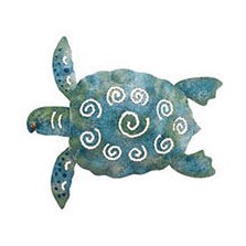 6" Small Blue & Green Metal Sea Turtle Plaque