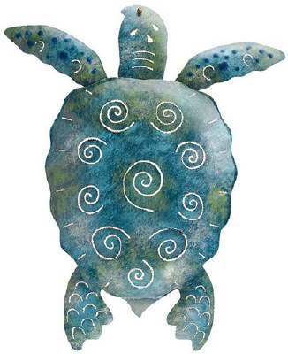 20" x 16" Blue & Green Metal Sea Turtle Plaque