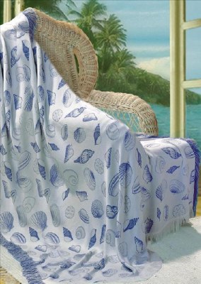 60" x 50" Periwinkle Blue Seashell Throw