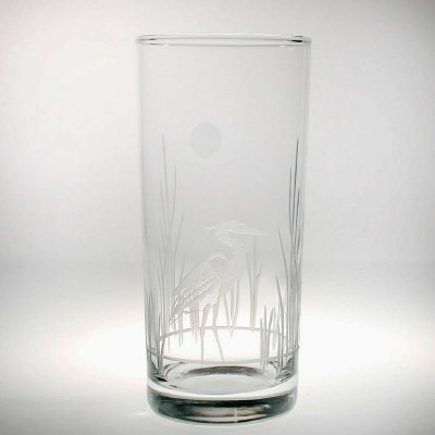 15 fl oz Etched Heron Cooler Glass