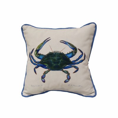12" Square Blue Green Crab Indoor and Pillow