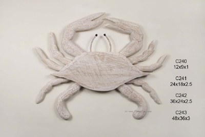 18" x 24" Medium Distressed White Finish Crab Wall Plaque