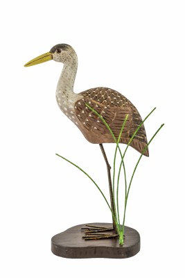 13" White and Brown Limpkiin Decoy Sculpture