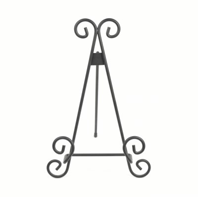 11" Black Scrollwork Metal Easel Plate Stand