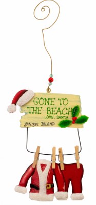 8" Sanibel Gone to Beach Santa Metal Ornament