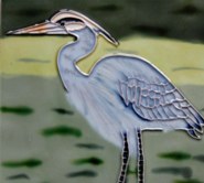 6" Square Blue Heron Wading Ceramic Tile
