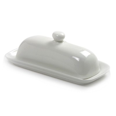 8" White Porcelain Butter Dish