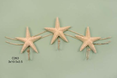 11" x 33" Triple Starfish Wall Hook Plaque