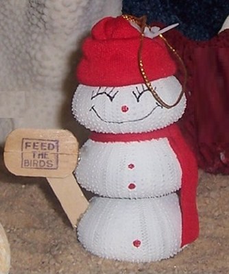 5" Red Sea Urchin Snowman Ornament