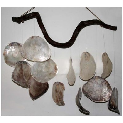 30" Oyster Disc Chime with Natural Vine Hanger