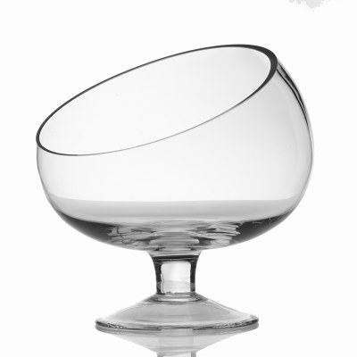 9" Clear Glass Footed Bias Bowl
