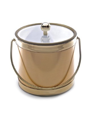7" Metallic Brushed Gold 3 Quart Lidded Ice Bucket with Handle