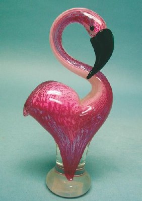 8" Pink Glass Flamingo Figurine