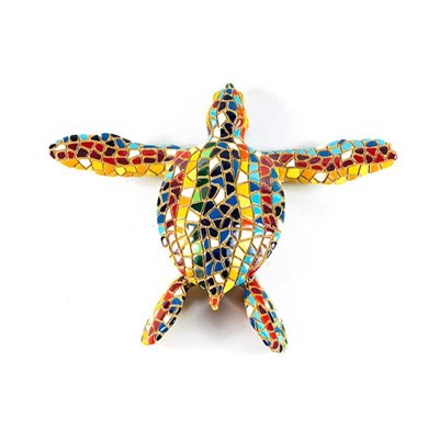 5" Multicolor Mosaic Striped Sea Turtle Figurine