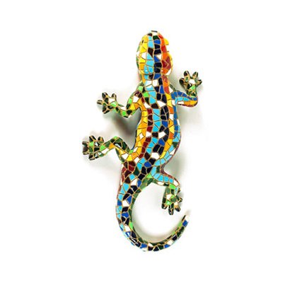 4" Multicolor Mosaic Striped Gecko Magnet