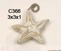 3" Whitewashed Wavy Starfish Fan Pull Chain Fob