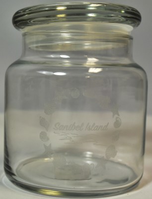 16 oz Clear Glass Sanibel Island Shell Ring Jar With Lid