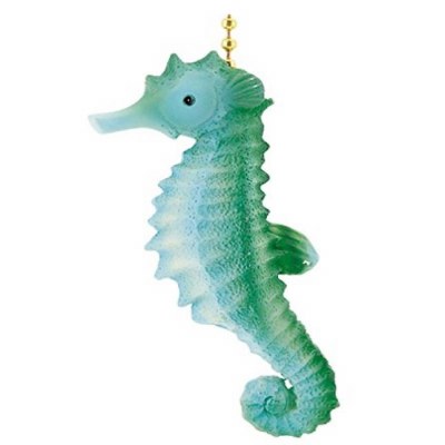 2" Blue and Green Seahorse Fan Pull