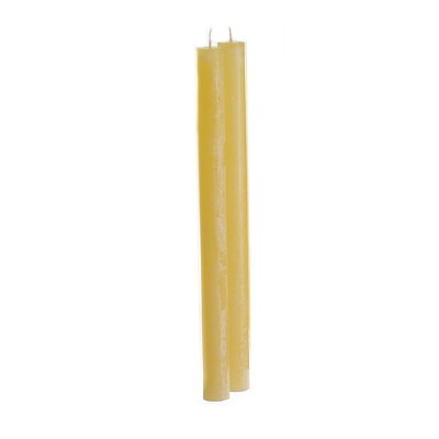 12" Pair of Yellow Timber Taper Candles