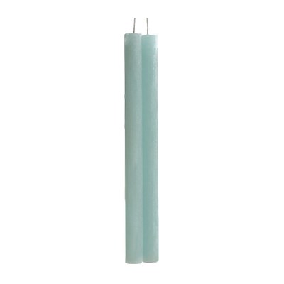 12" Pair of Seafoam Blue Timber Taper Candles