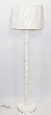 59" White Bamboo Floor Lamp