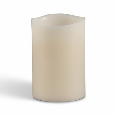 6" x 4" Wavy Bisque Vanilla Scented LED Pillar Candle
