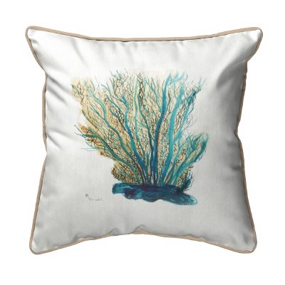 12" Square Blue Coral Indoor and Outdoor Pillow