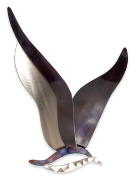 11" Stainless Steel Seagull  Coastal Metal Wall Art Plaque MM112