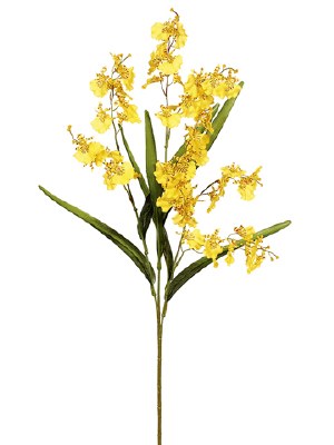 36" Faux Yellow Artificial Dancing Orchid Spray