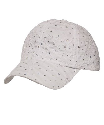 White Glitter Fabric Velcro Cap