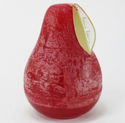 4" Cranberry Red Pear Shaped Timber Candle