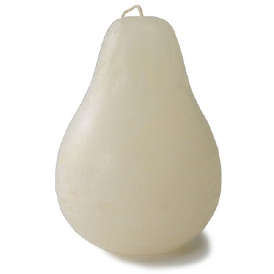 4" Melon White Pear Shaped Timber Candle