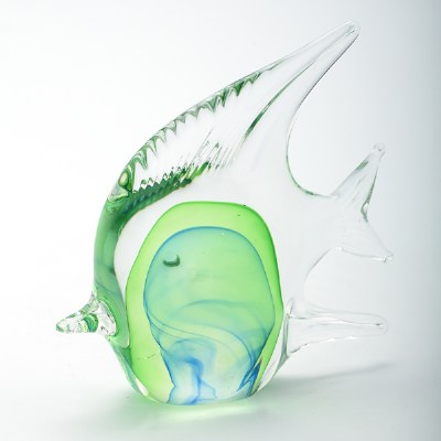 6" Clear & Green Glass Fish